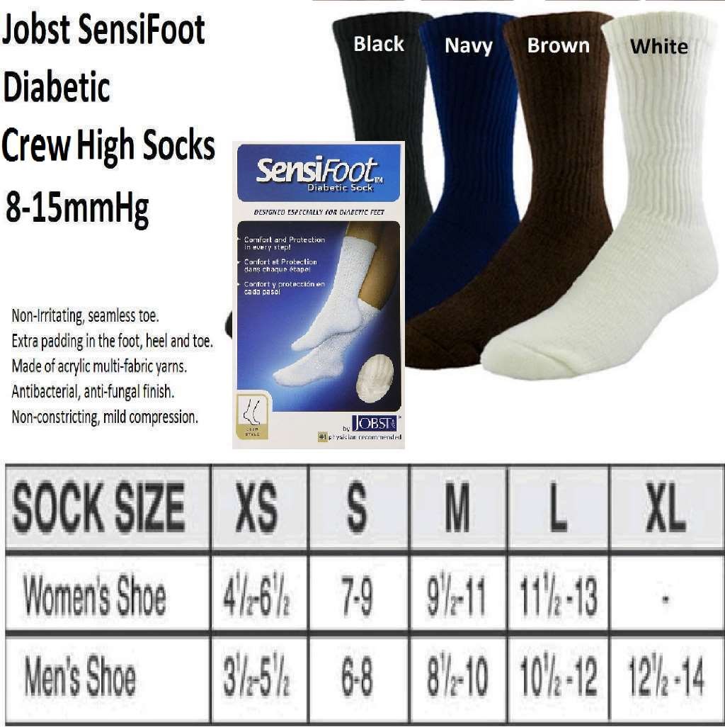 JOBST SensiFoot Diabetic Crew Style Socks 8-15mmHg (Brown) Large