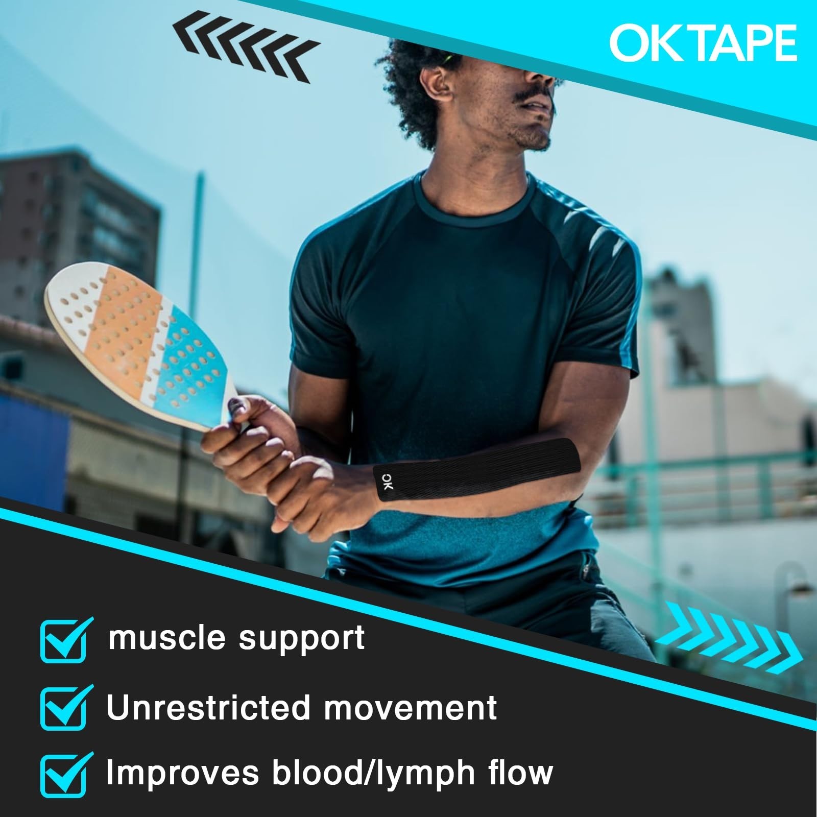 Kinesiology Tape 4 Rolls Precut Cotton Elastic Athletic Tape, Latex Free, 2in x