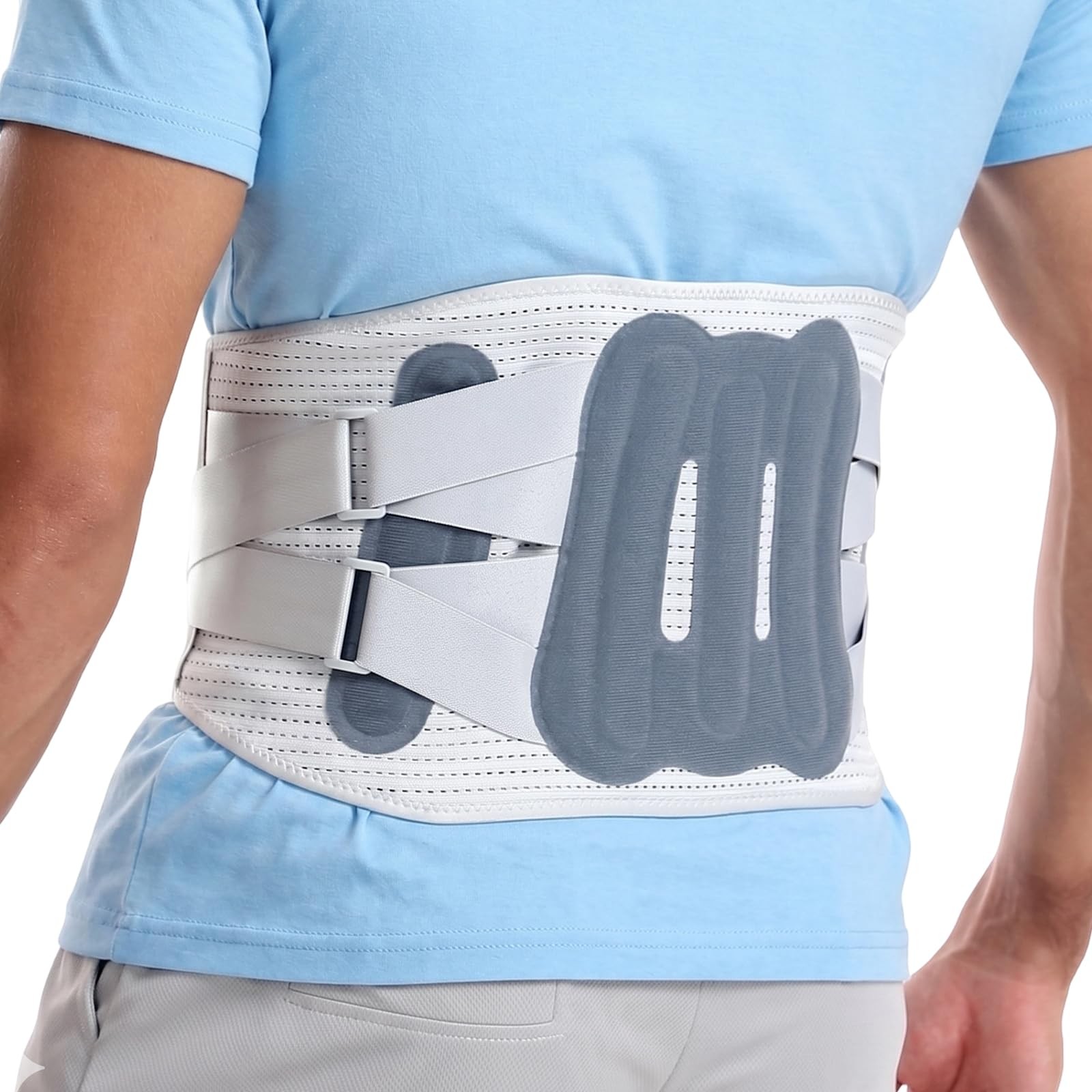 NuCamper Back Brace for Men Women Lower Pain, Adjustable XX-Large, Gray