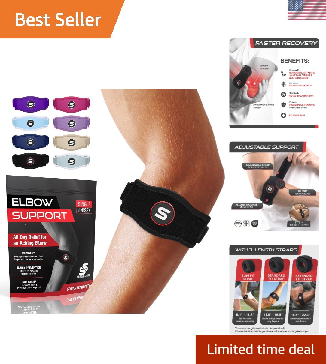 Sleeve Stars Tennis Elbow Brace for Men & Women, Elbow Brace for Tendonitis, …