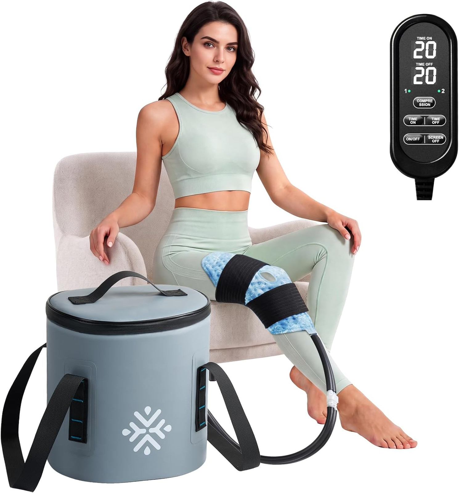 Ice Machine for Knee After Surgery w/Compression, Hip Replacement Cold Therapy