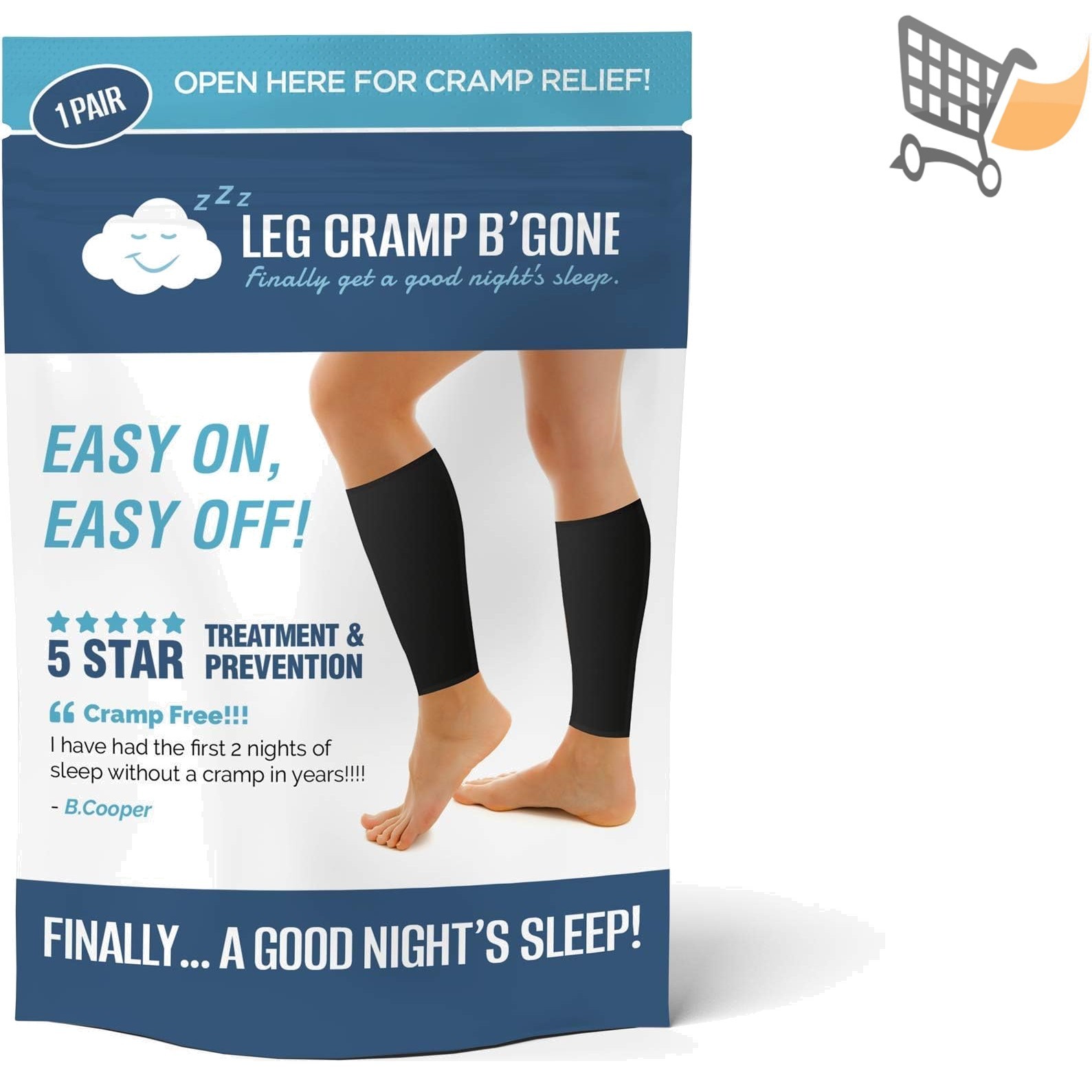 Sleeper Sleeves Nylon Spandex Unisex Leg Cramps Prevention Black 1 Pair