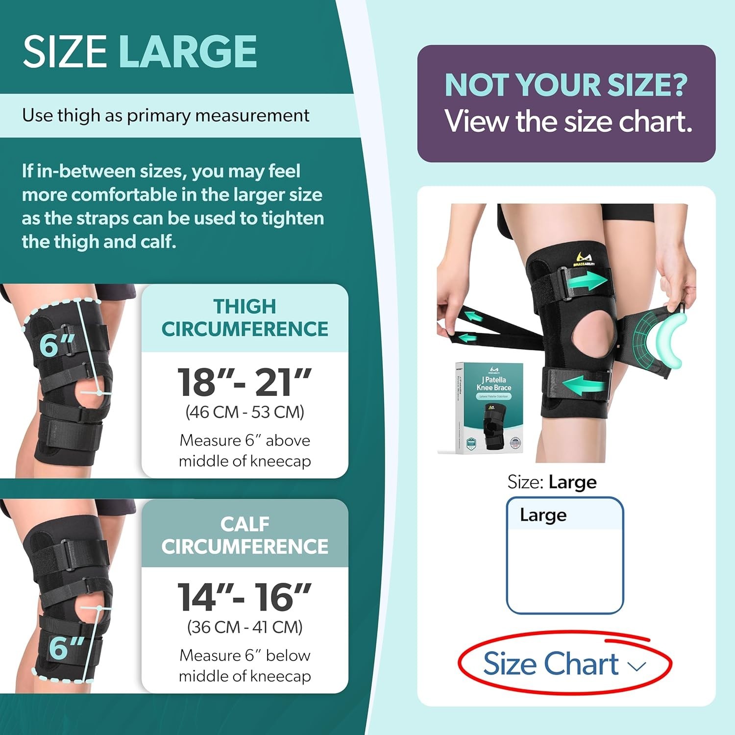 Large J Patella Stabilizer Knee Brace with Lateral Support for Dislocated Knees