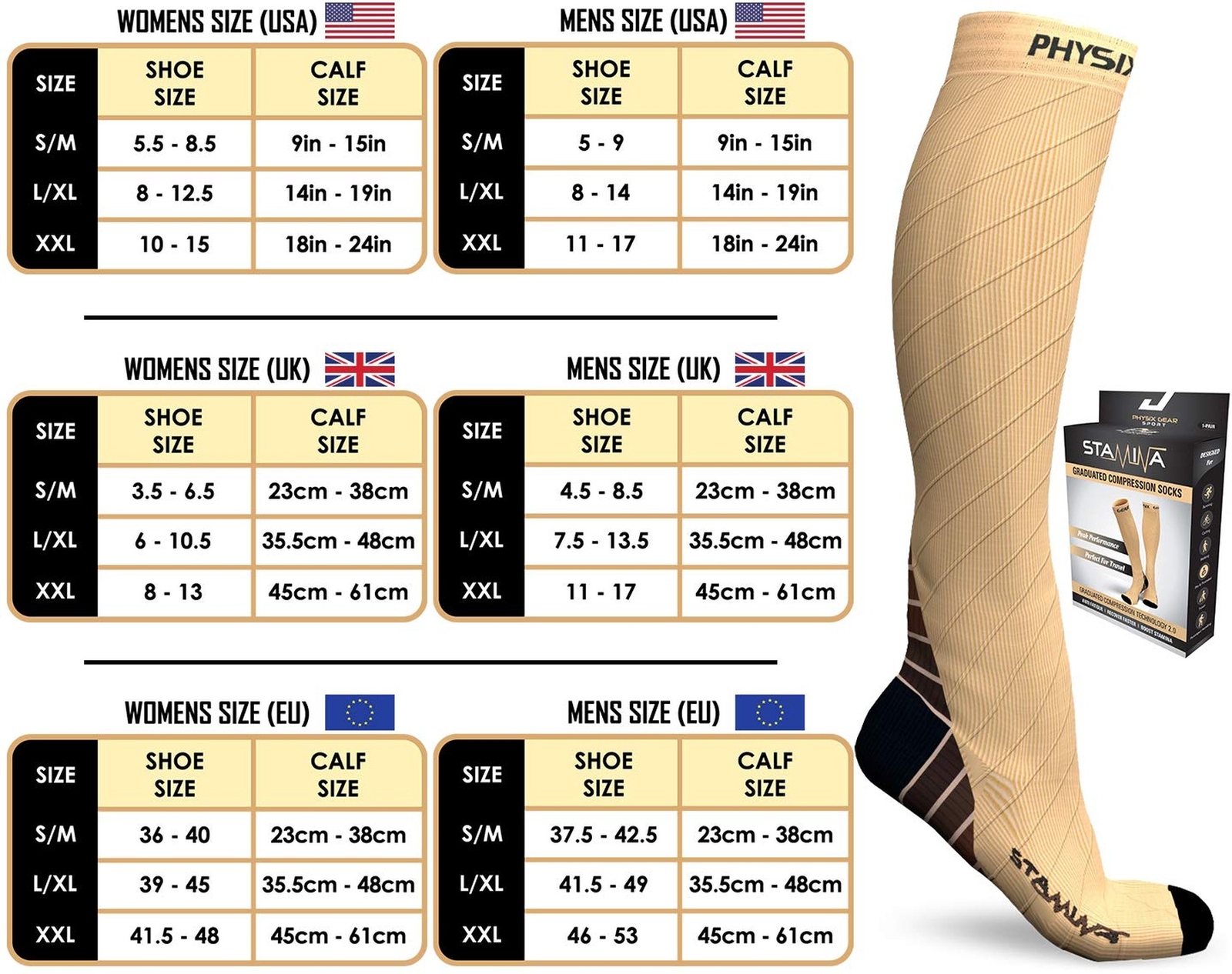 Physix Gear Compression Socks 20-30 mmHg – Men & Women – Running, Nurses, Shi…