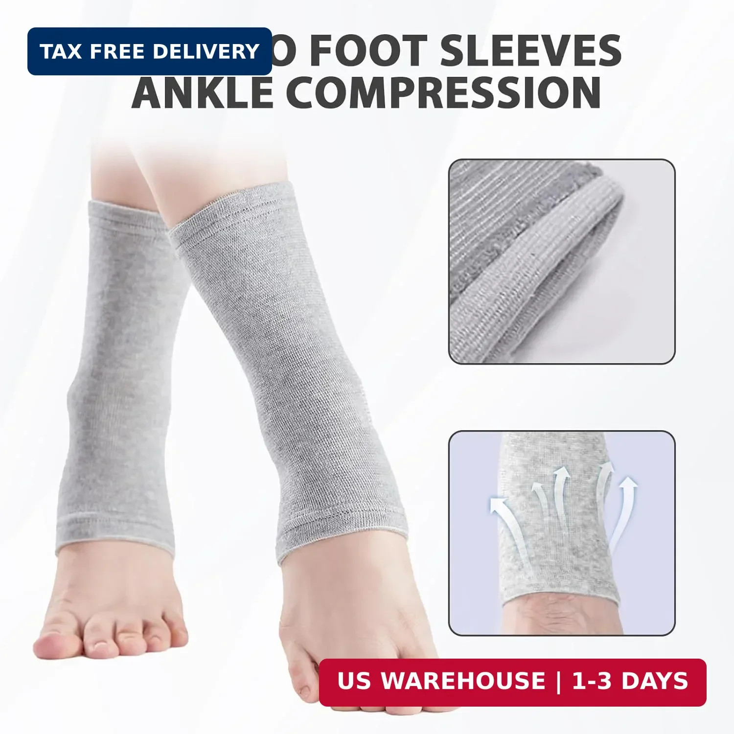 2 Pairs Bamboo Compression Socks, Soft Bamboo Foot Ankle Sleeves, Suitable for C