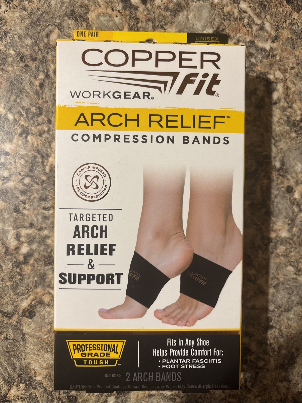 Cooper Fit Arch Relief Compression Bands for Plantar Fasciitis 1 Pair New