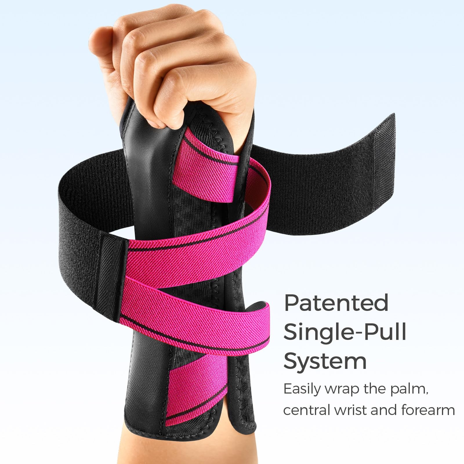 FREETOO Carpal Tunnel Wrist Brace Night Support.Pink,Right S/M, Black/Pink