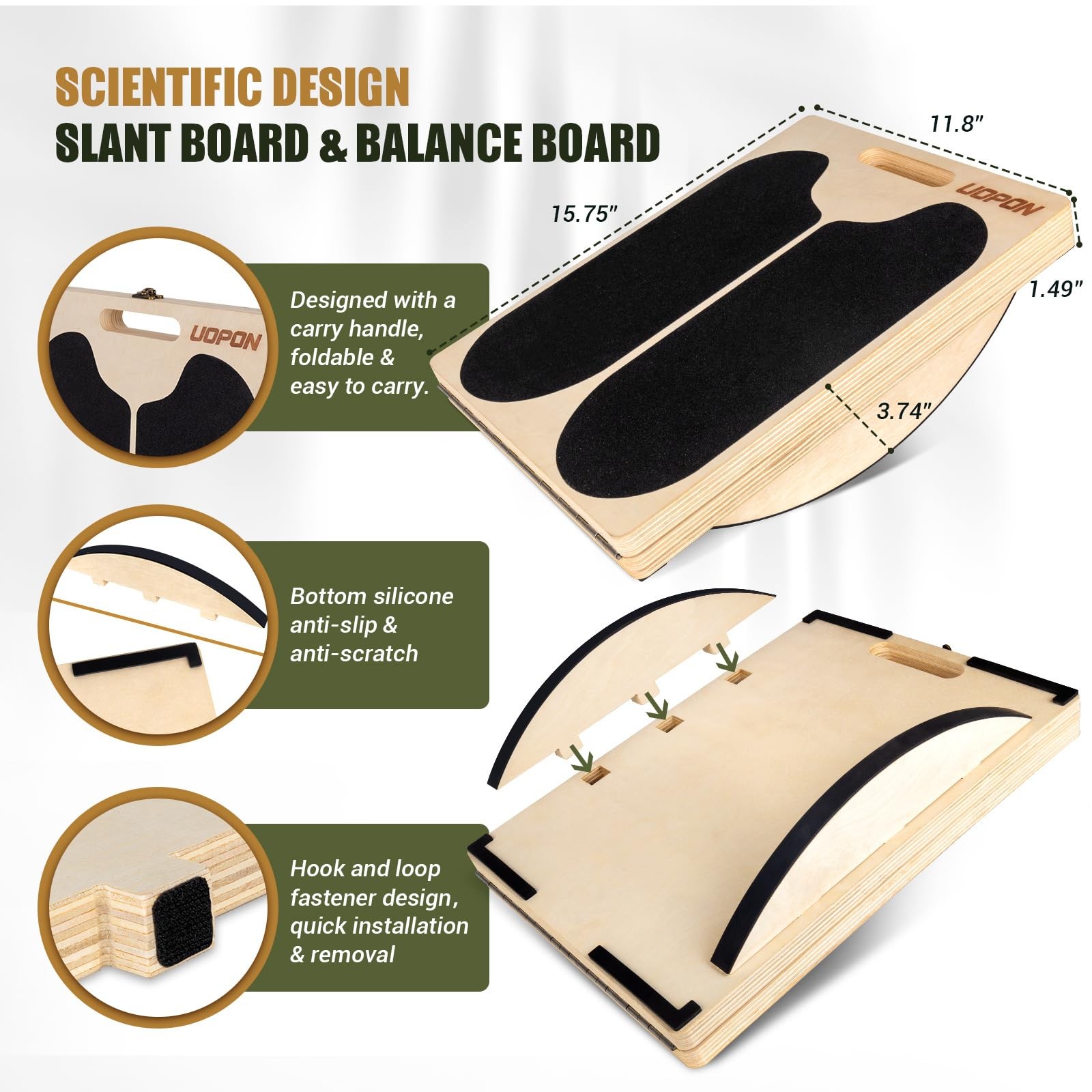 Slant Board for Calf Stretching, 2-in-1 & Balance