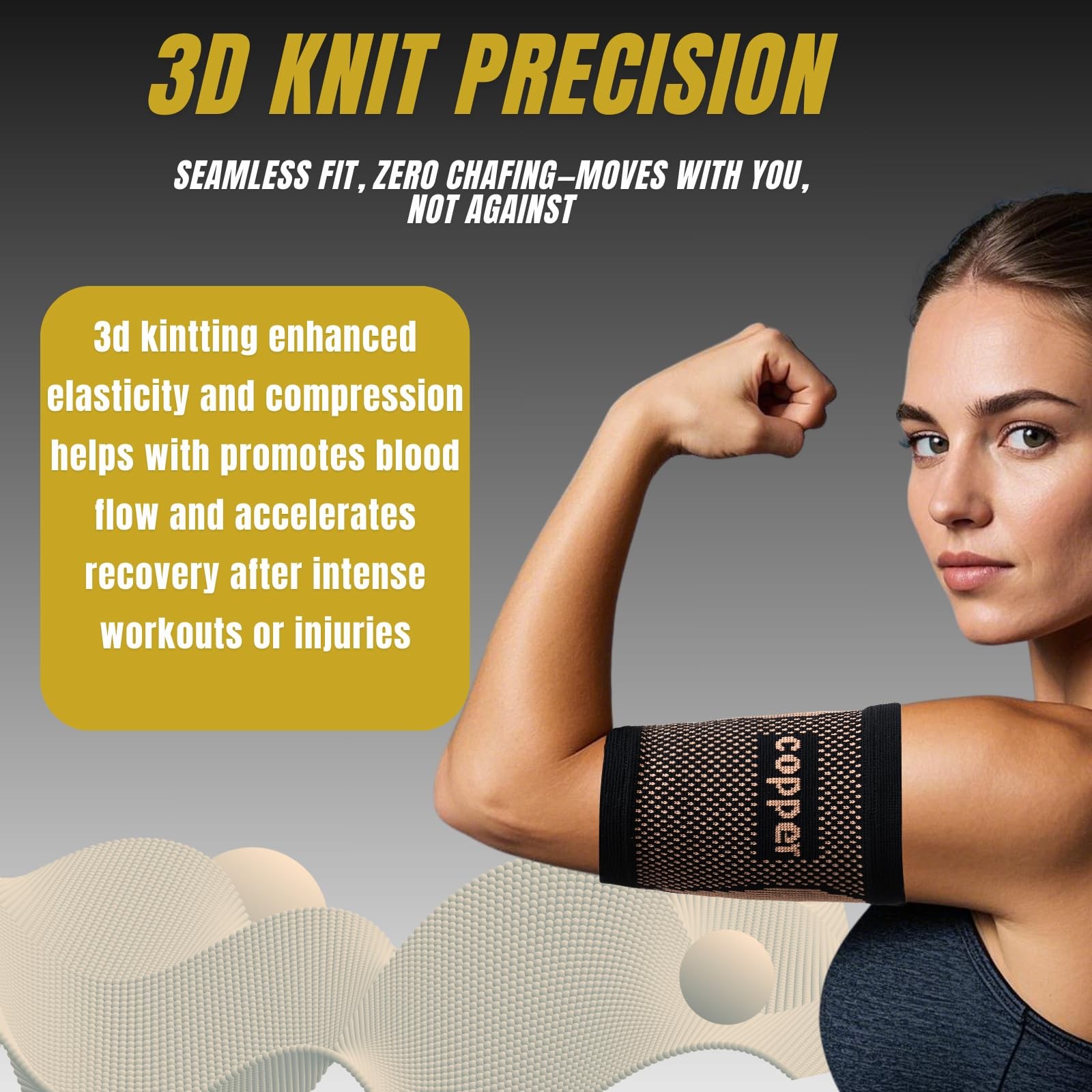 1 Pair Upper Arm Bicep Compression Sleeve Tendonitis Brace for Pain Relief, L