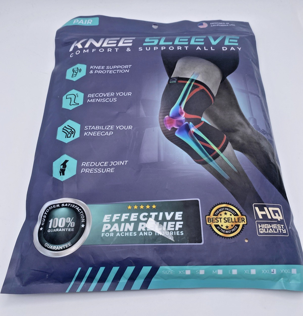Modvel Knee Sleeve Compression Brace 2 Pack Knee Support for Running – XXL Nude