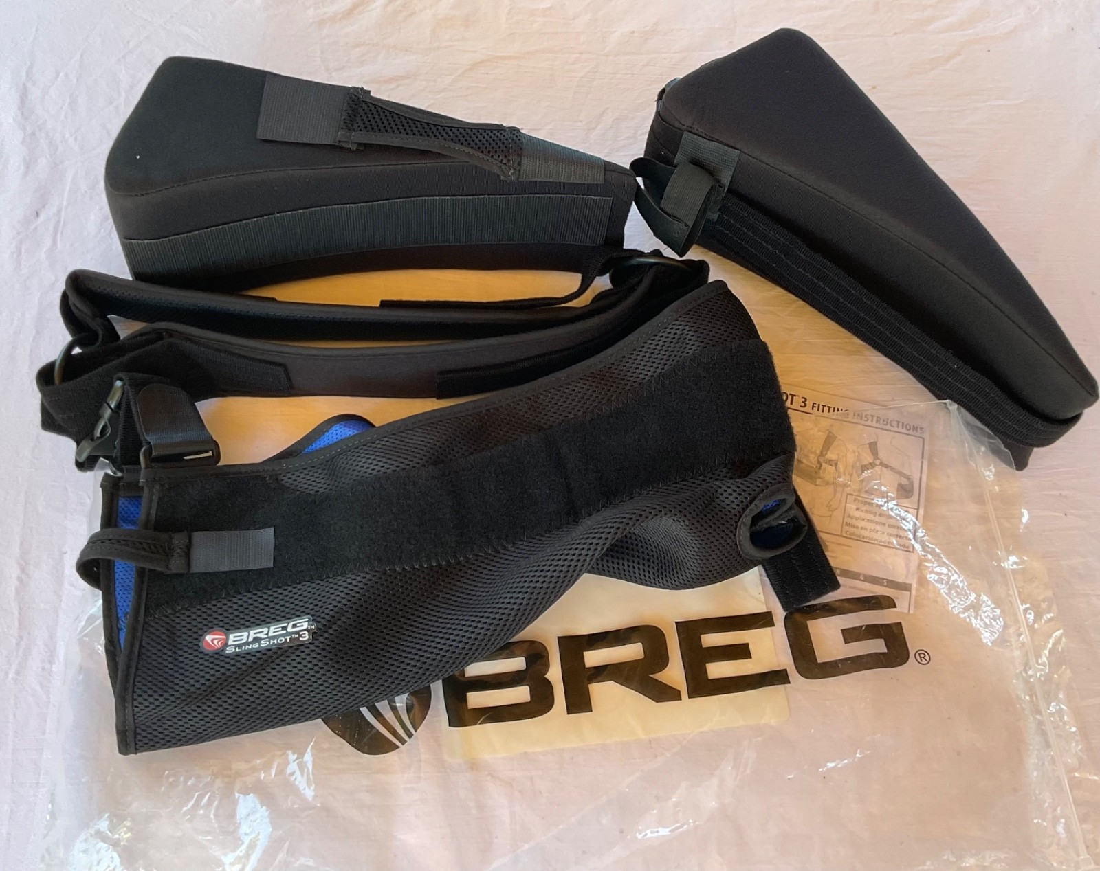 Breg Slingshot 3 Shoulder Arm Sling Large Black Adjustable Brace Support New