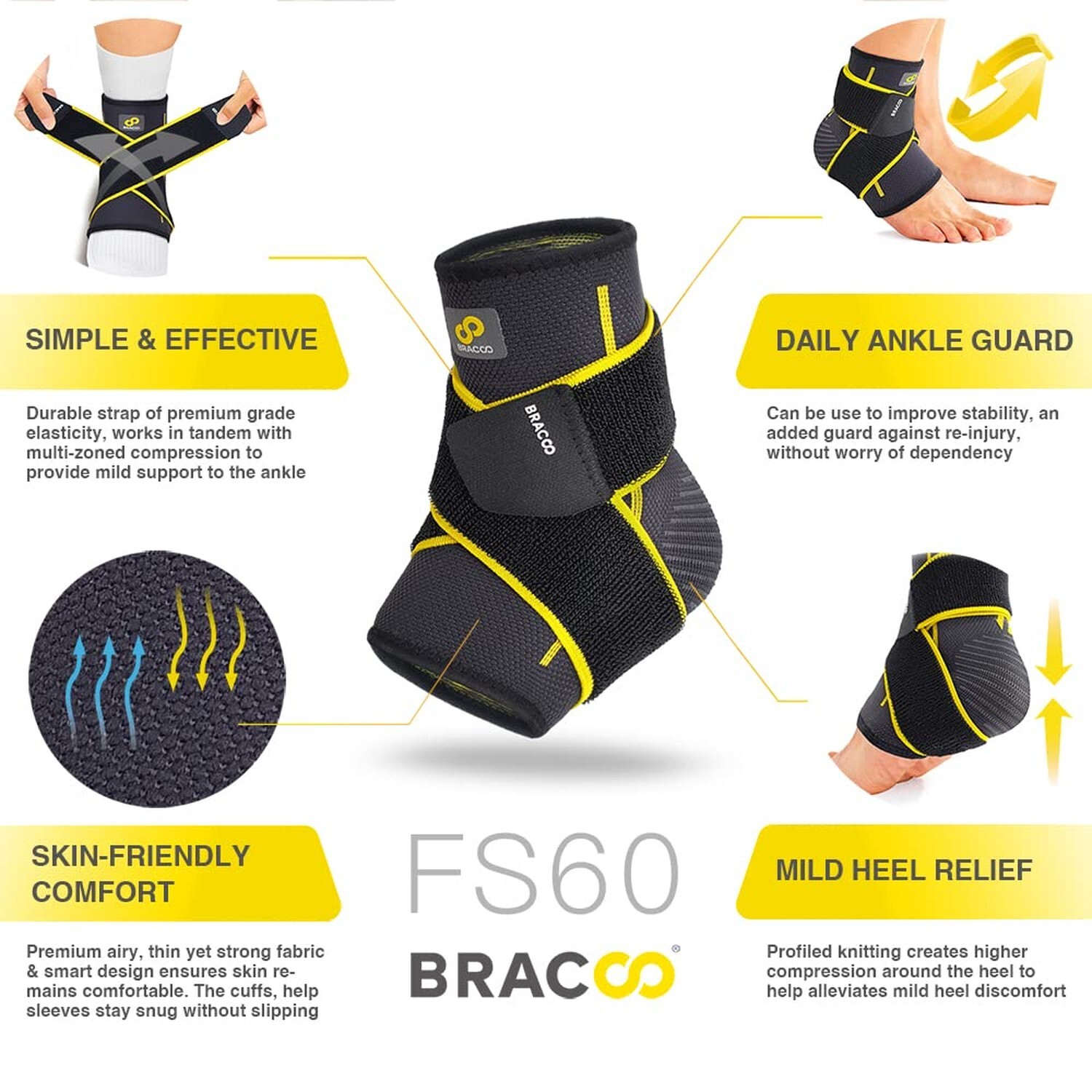Bracoo 2 Pack Ankle Brace Compression Sleeve for Women & Men, Adjustable Ankl…