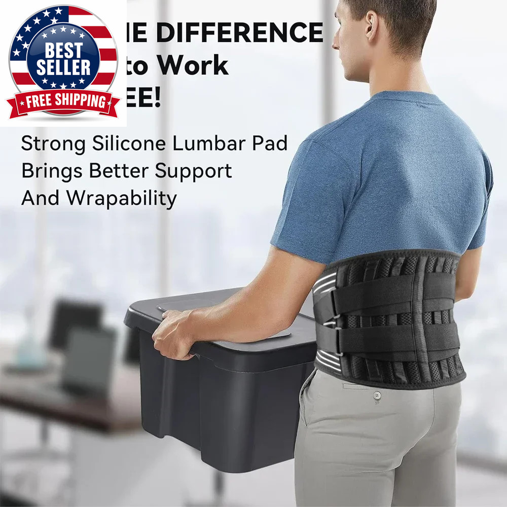 Adjustable Lumbar Support Back Braces for Lower Back Pain Relief with 5 Stays, B