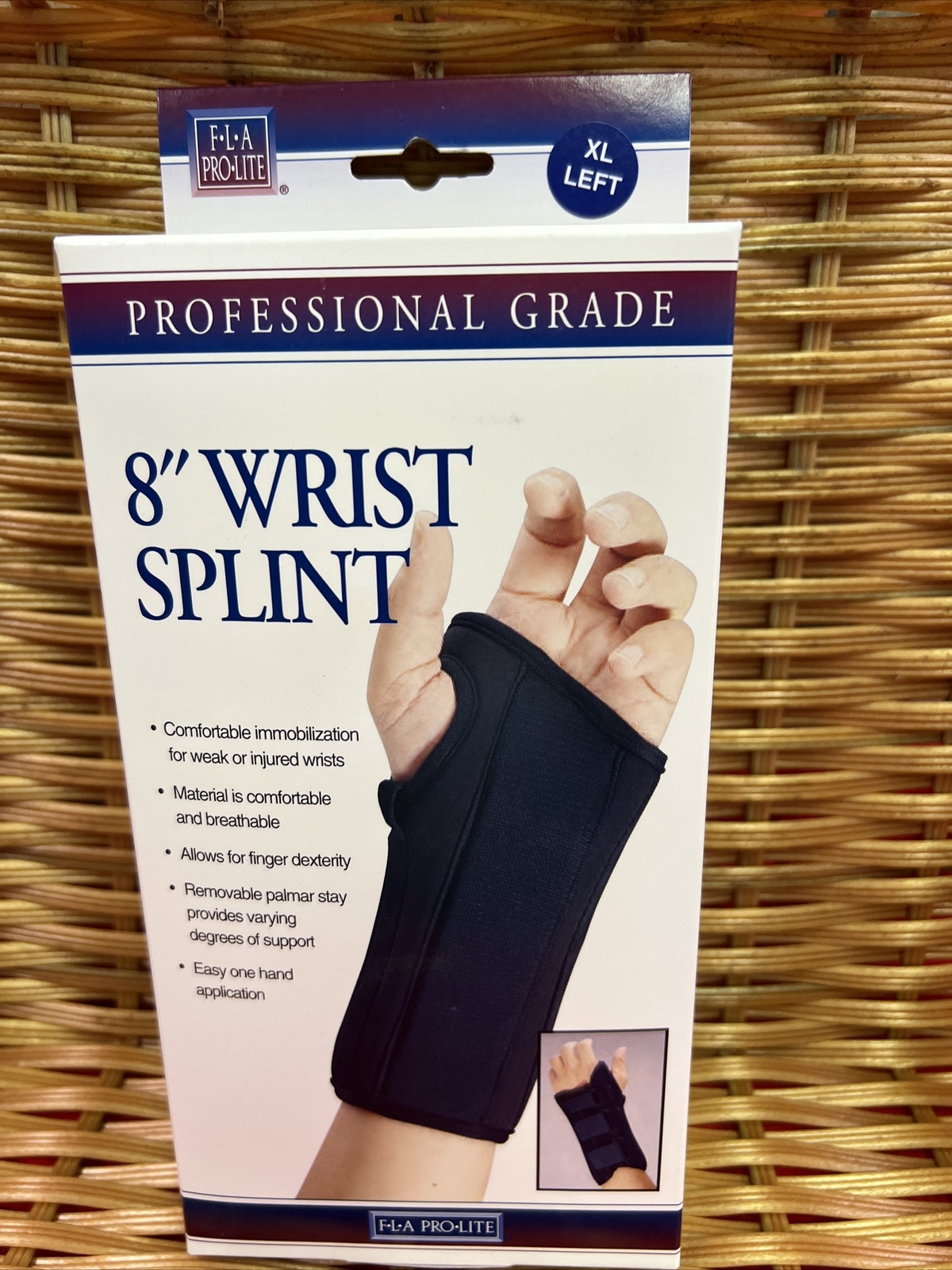 F-L-A Pro Lite 8″ Left Wrist Splint Brace Size XL Black New In Box
