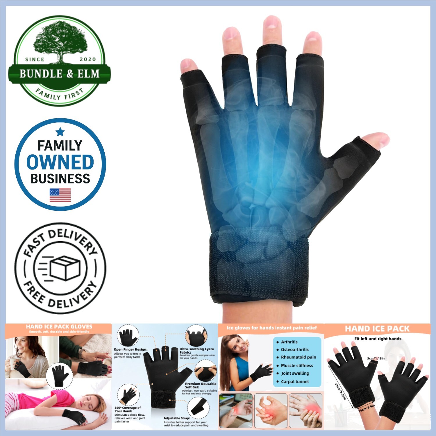 Finger Arthritis Compression Hand Ice Pack Gloves for Cold Hot Therapy Pain R…