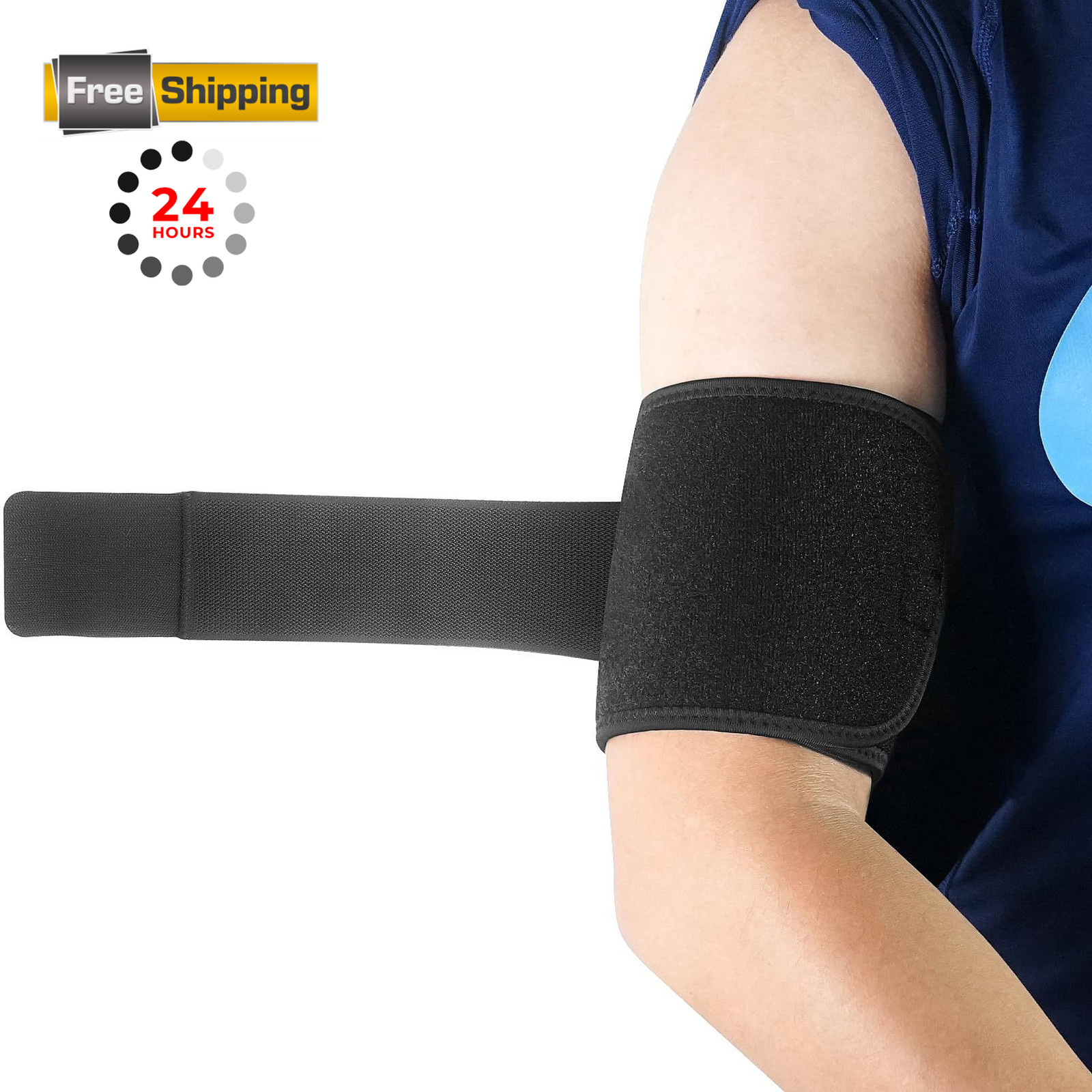 Luwint Compression Upper Arm Sleeve Wrap, Adjustable Bicep Large, Black