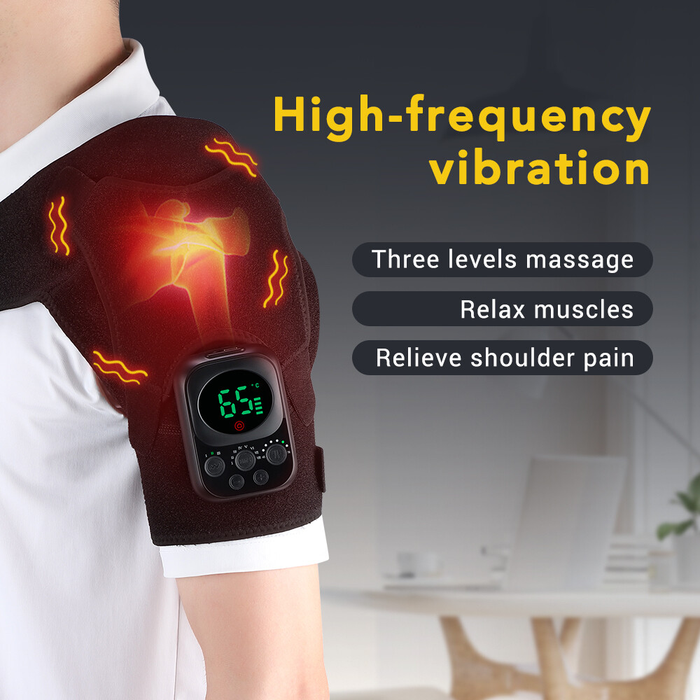 Electric Cordless Heated Shoulder Brace, Shoulder Heating Pad Wrap with Massage