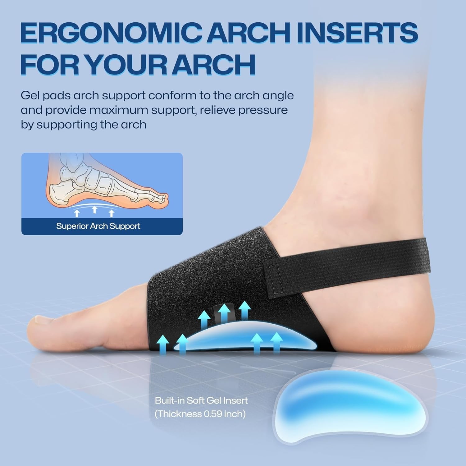 Arch Support Braces for Plantar Fasciitis Relief, Adjustable Compression Band…