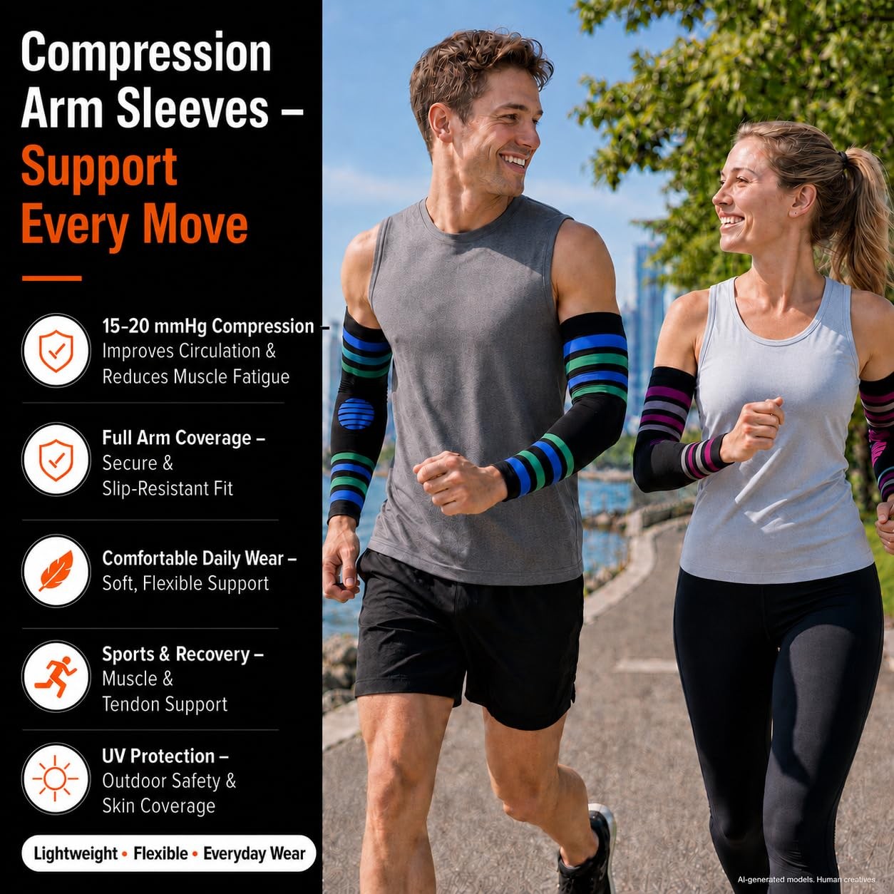 Compression Arm Sleeves 15-20 mmHg for Men and , Lymphedema, Swelling and Cir…