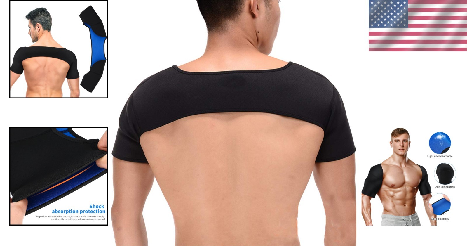 Lightweight Breathable Shoulder Wrap with Pain Relief for Active Adults – L