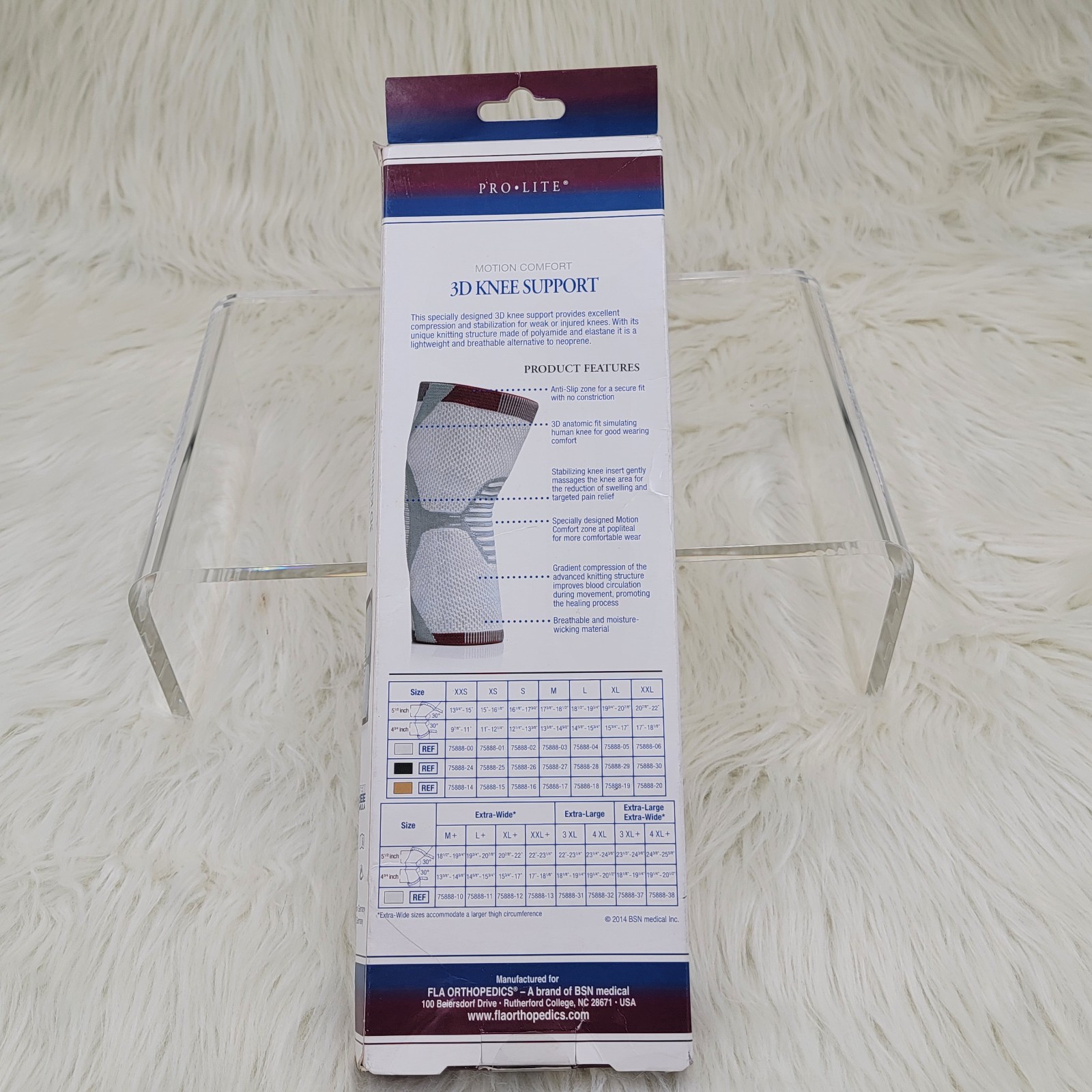FLA Orthopedics ProLite 3D Knee Support Motion Comfort Compression Sleeve XXS