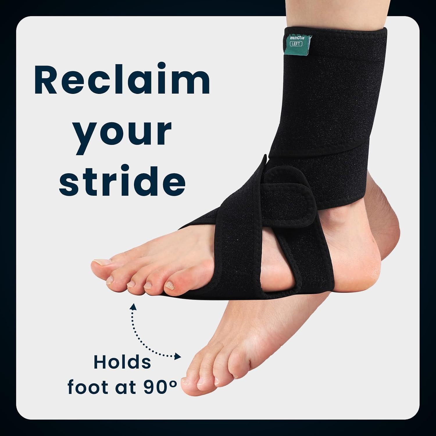 Welnove 2 Pack Drop Foot Brace with Arch Support，AFO Ankle Brace for Walking ，Re