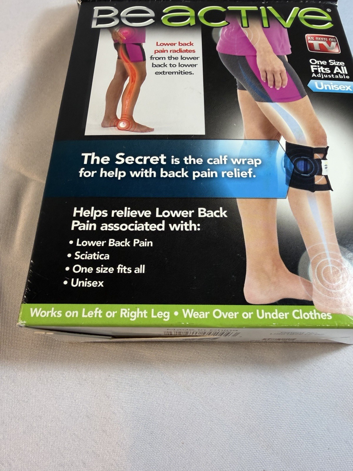 BeActive Back Pain Relief Calf Wrap One Size Fits All Unisex As Seen On TV