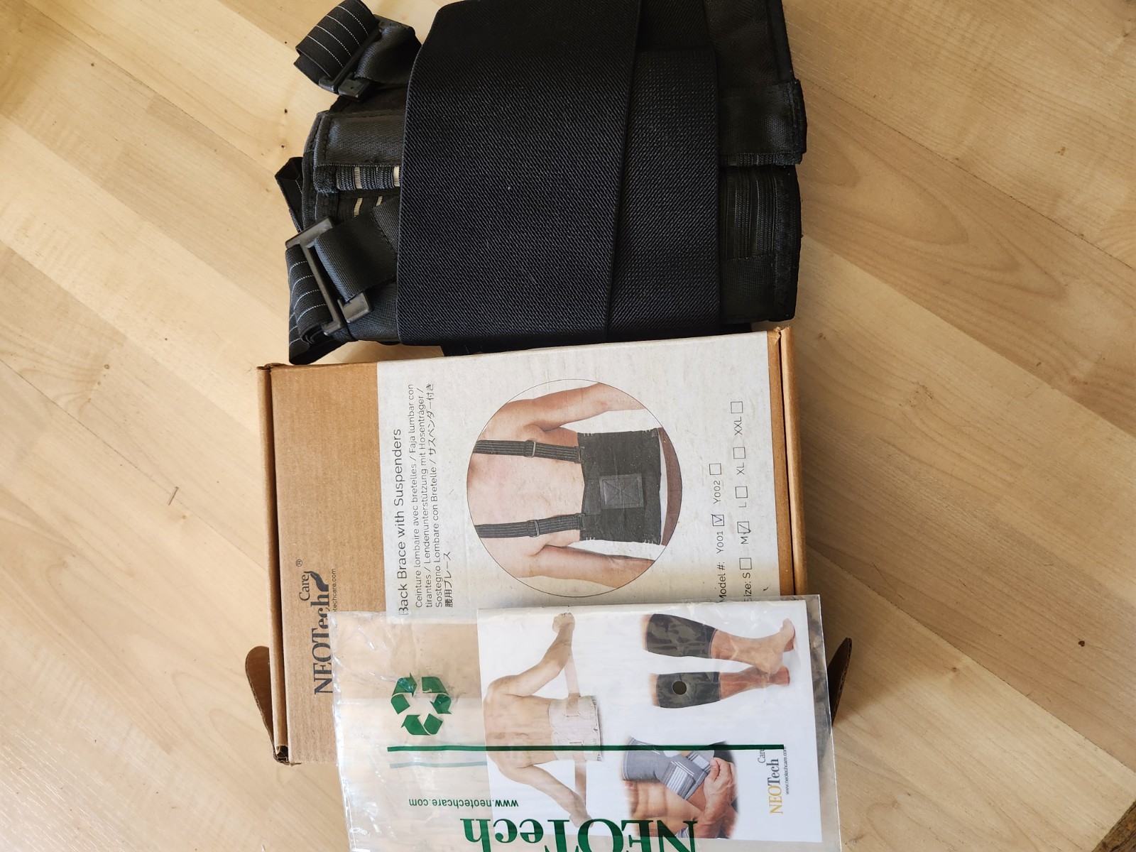 Neon Tech Back Brace Lumbar Support Belt with suspenders.Size M