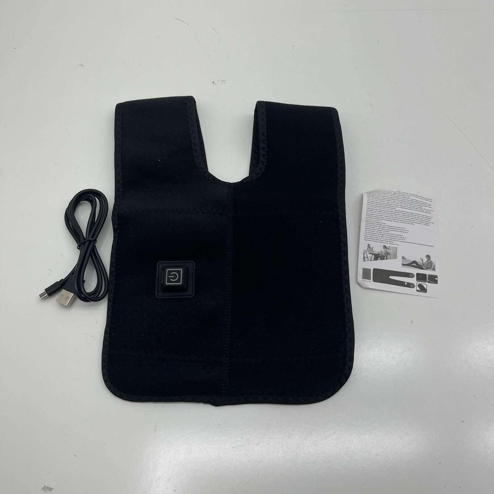 Black Hook & Eye Heating Pad Knee Brace Unisex Adult One Size NEW