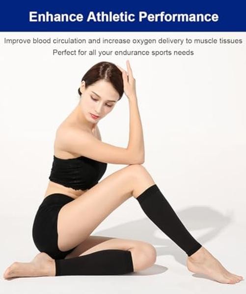 SUJAYU Leg Compression Sleeve Calf Compression Sleeve Women Men, 1 Large Black