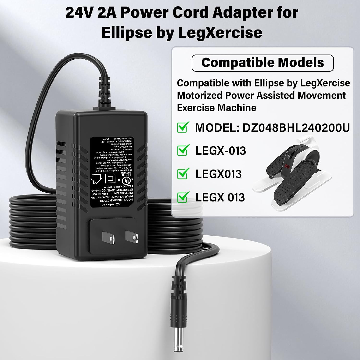 24V Leg Exerciser Charger Replacement Fit for Legxercise Ellipse Motorized Leg