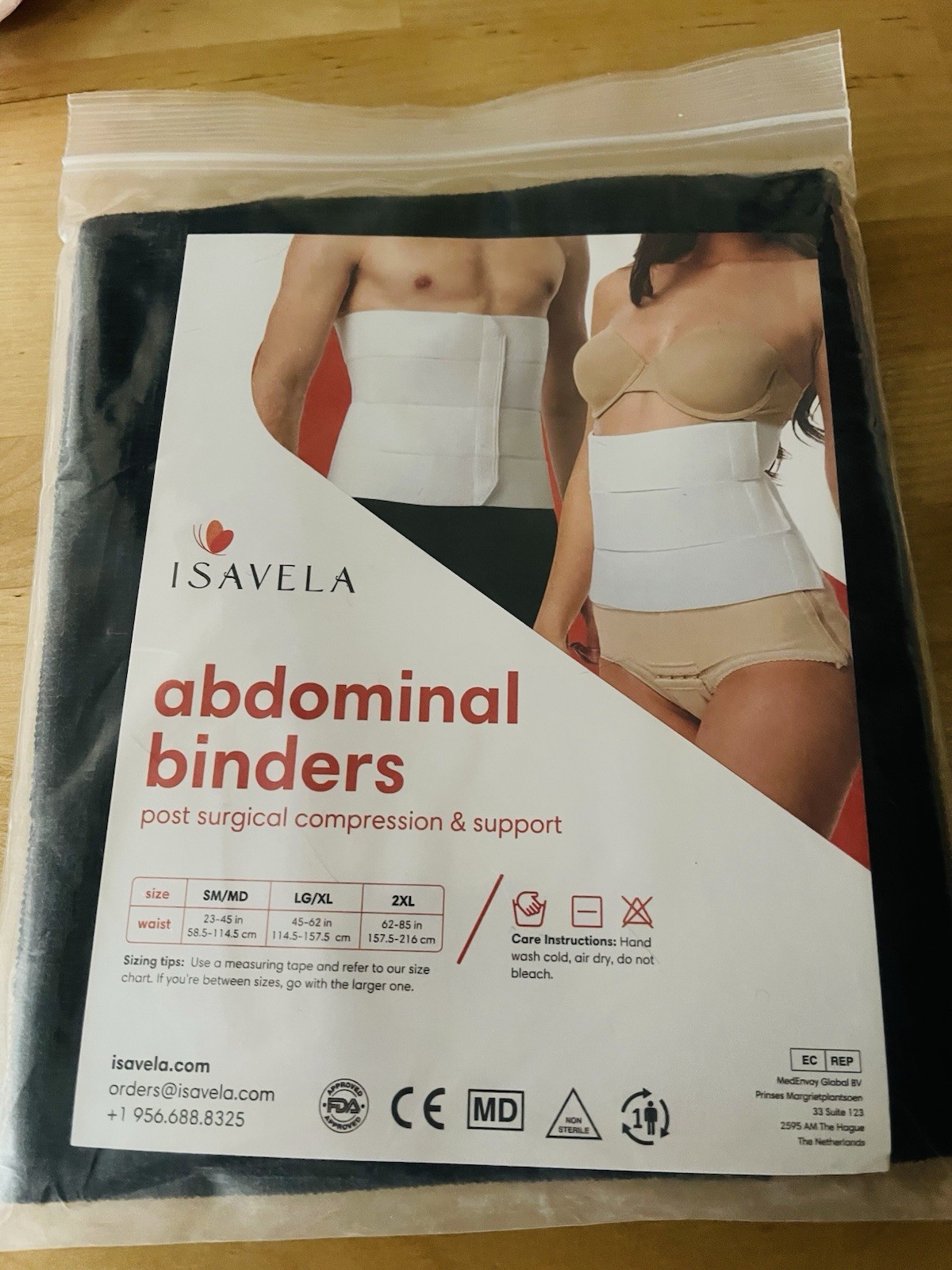 Isavela 9″ Abdominal Binder AB01 Adjustable Post-Op Support Size LG/XL 3 Panels