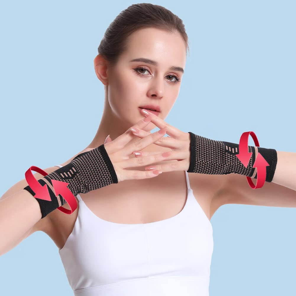 Copper Wrist Compression Sleeve, Elastic Wrist Support Sleeve Wrist Brace for…
