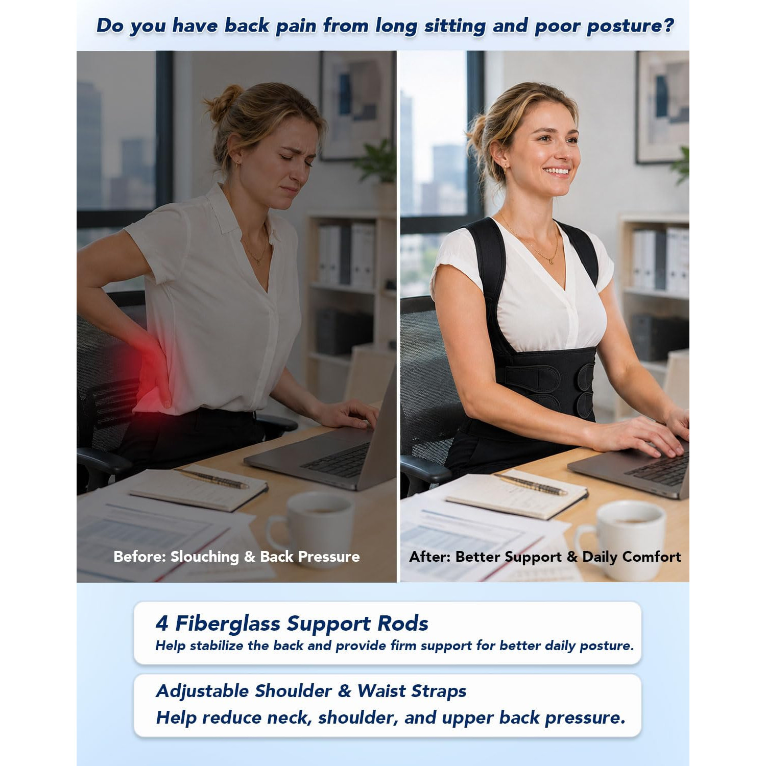 Adjustable Posture Corrector Back Support Brace Shoulder Straightener Women Men