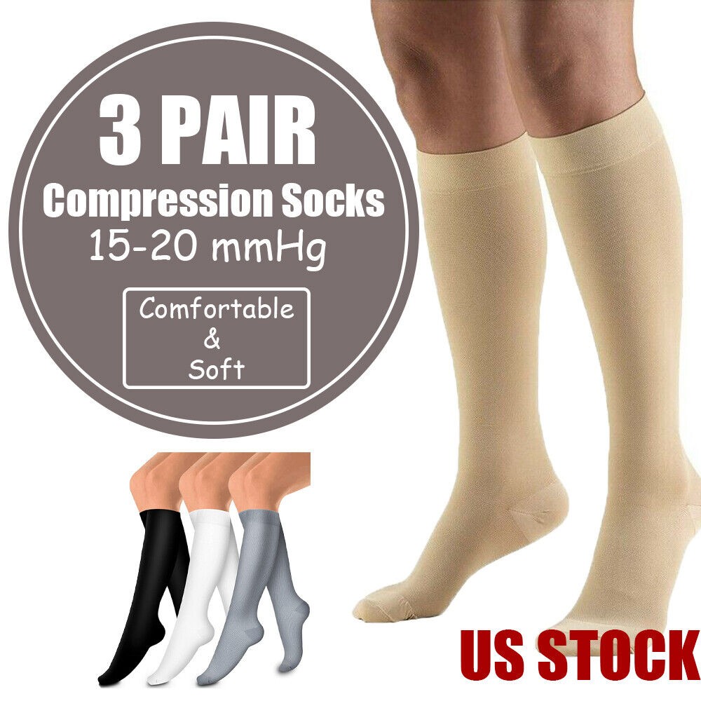 Opaque Compression Socks Knee-Hi Closed Toe Support Hose 15-20mmHg – Unisex