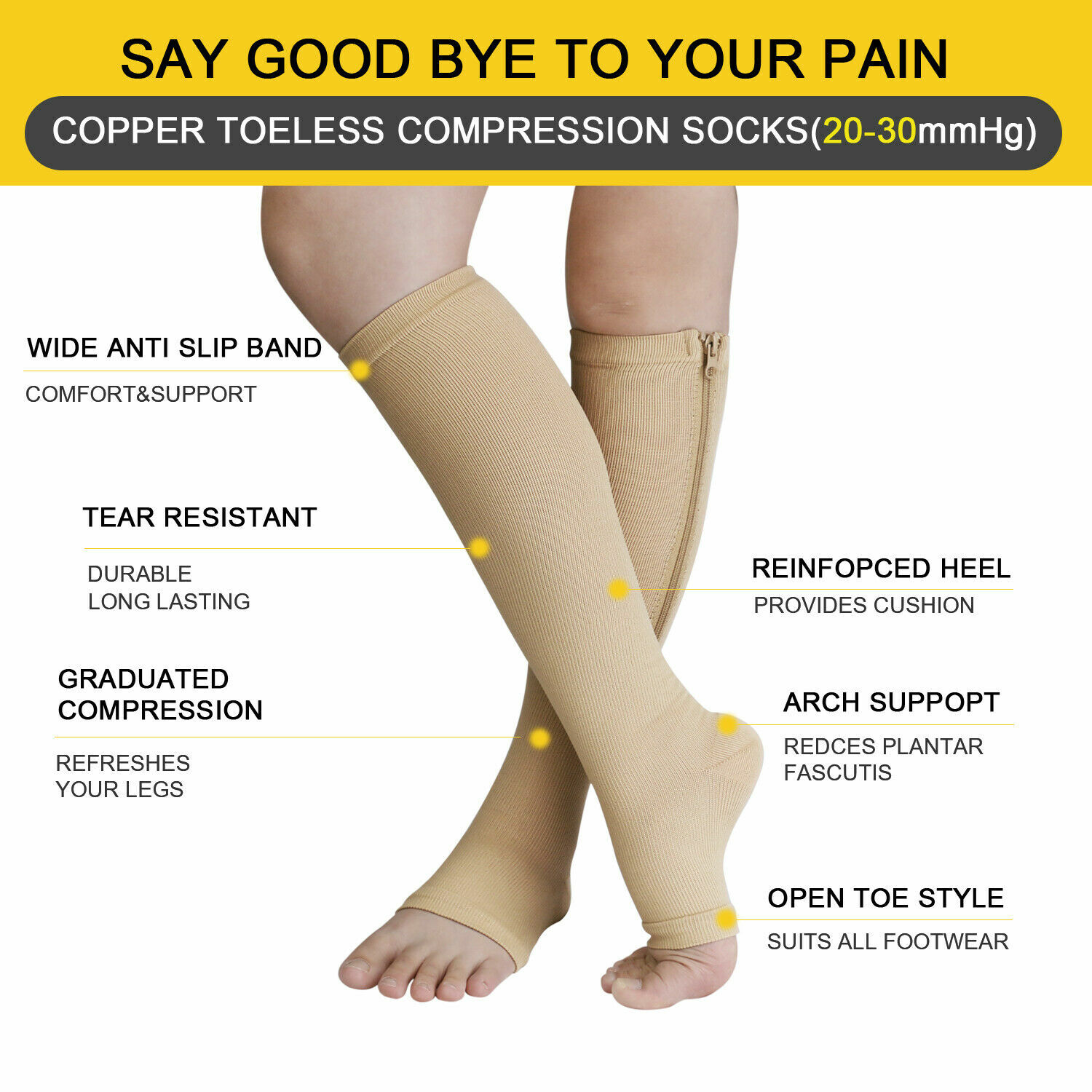 Compression Socks For Men Knee High Boots Size 9 Foot Pain Arch Support Socks