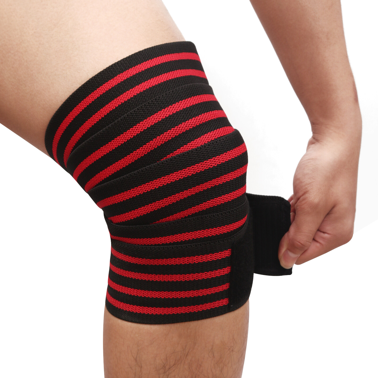 Elastic Knee Brace Leg Support Sleeve Grip Straps Wrap Gym Power Weight lifting