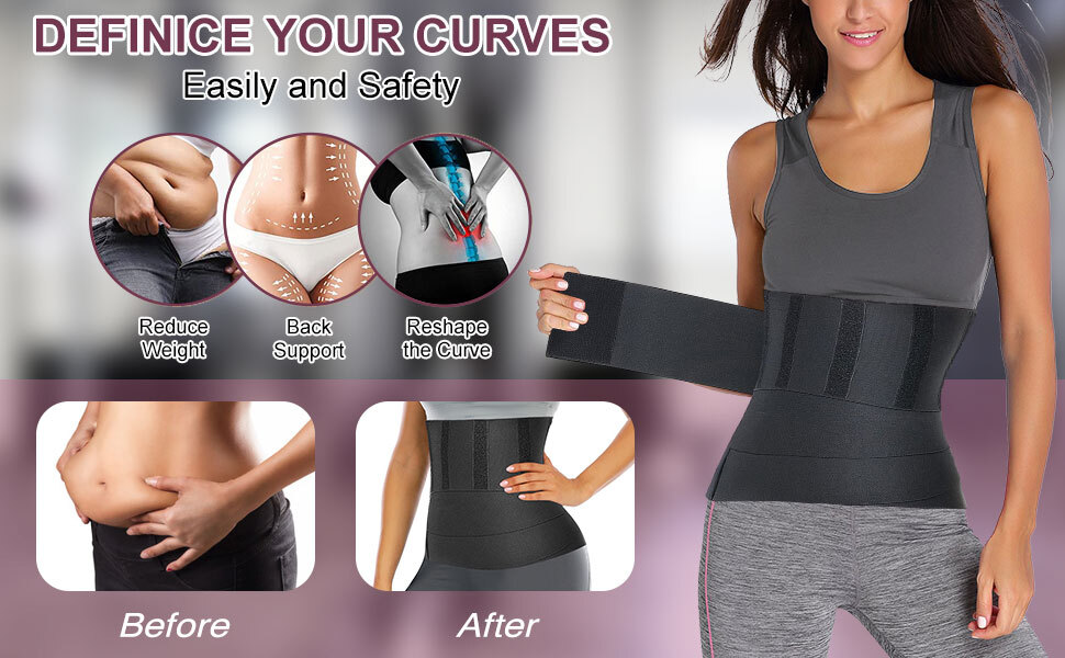 Waist Trainer with Loop Design, Tightness Adjustable & Non-Slip, Plus Size, pack