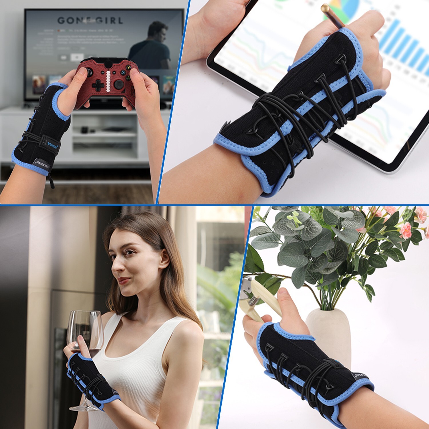 Velpeau Wrist Brace for Carpal Tunnel Pain Relief, with Cushioned & Metal Splint
