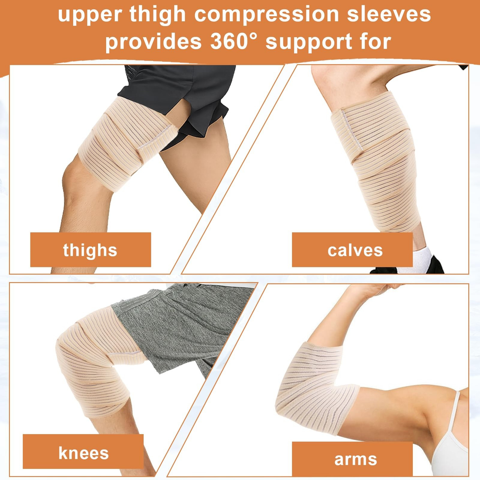 2 PCS Thigh Hamstring Compression Sleeve, Adjustable Thigh Compression Wraps For