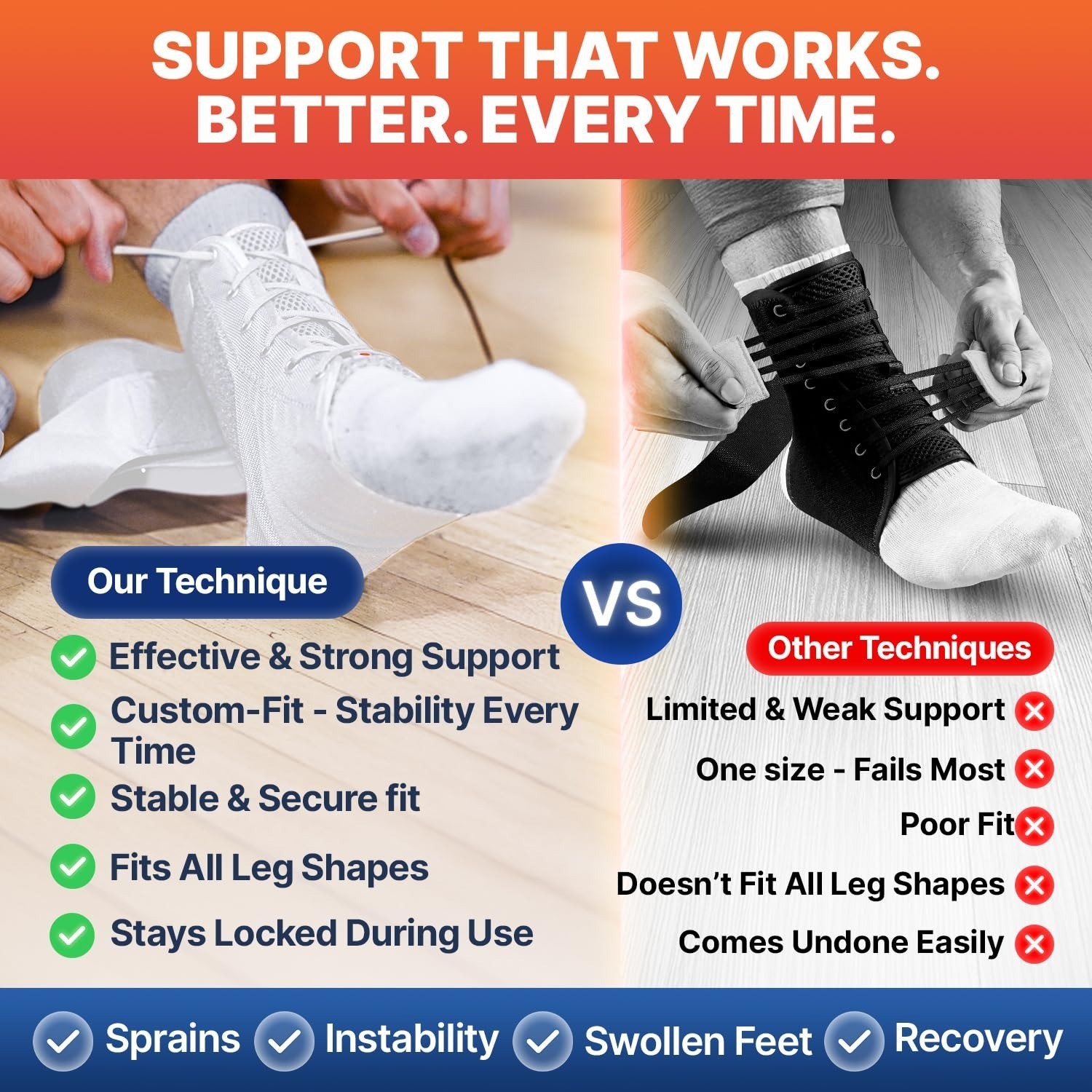Breathable Ankle Brace for Support Sprained Ankle White Size 11.5-12