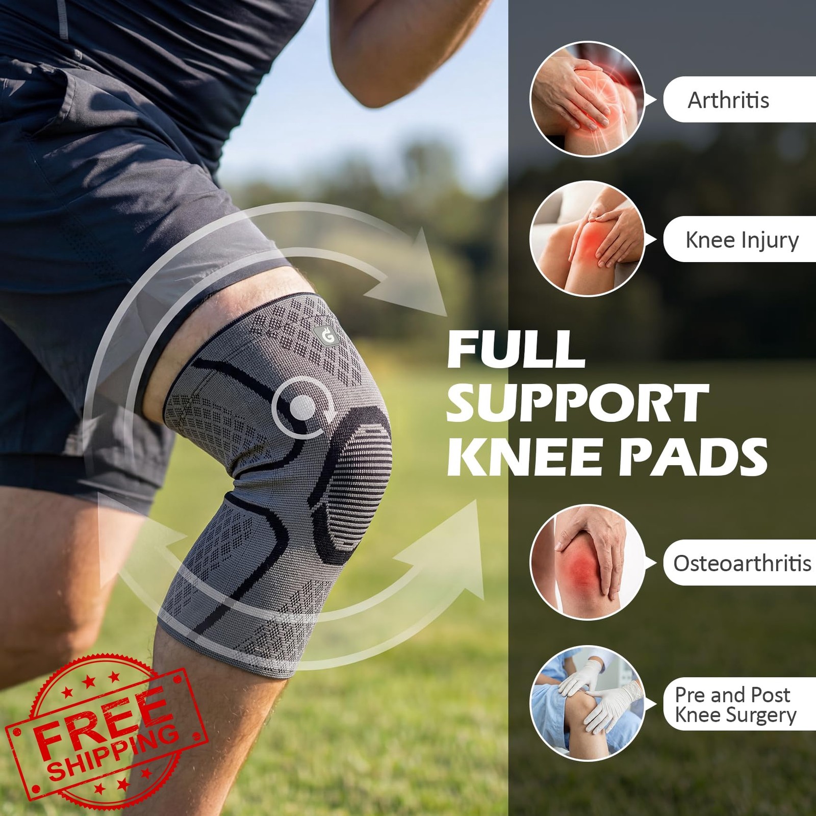 GOOGAH Knee Brace X-Large Gray