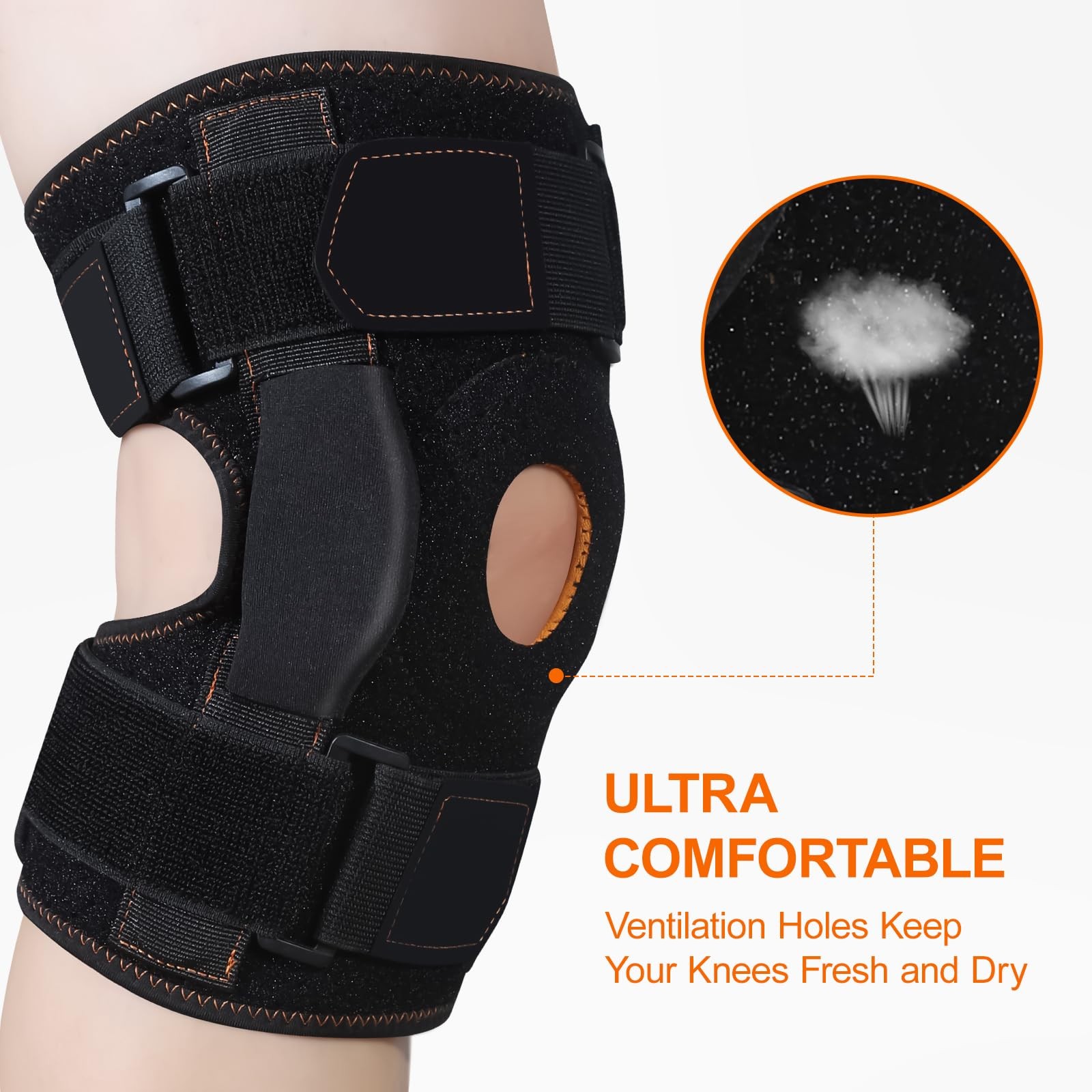 CHIYAN Hinged Knee Brace with Side Stabilizers for Men X-Large(1 Pack), Black