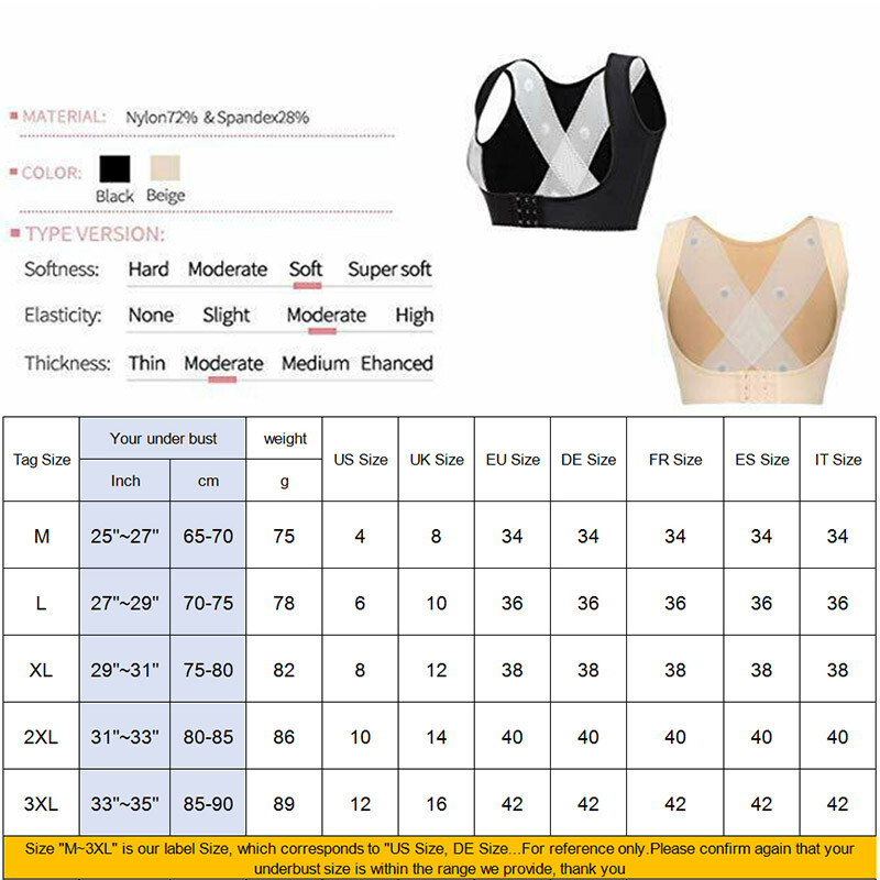 Women Adjustable Shoulder Back Posture Corrector Chest Brace Support Bra Shaper