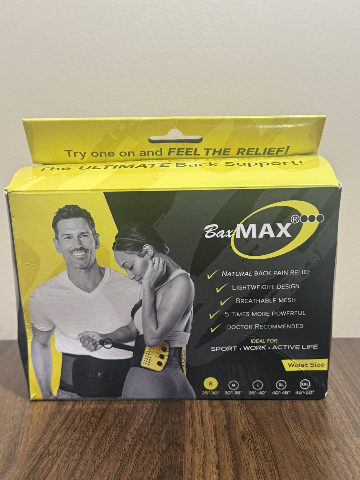 BaxMAX Lumbar Back Support Brace Size S Easy Fit Adjust