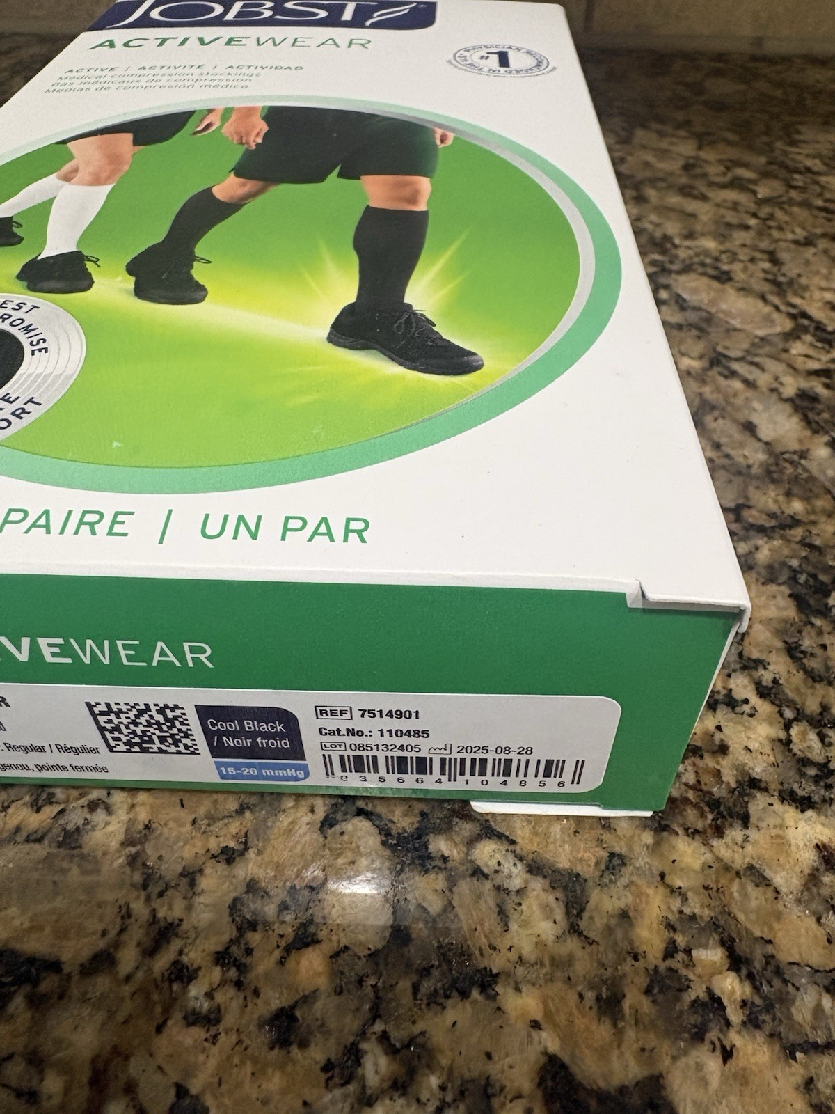 Jobst ActiveWear 15-20 mmHg Firm Compression L Black Knee Highs Stocking (New)