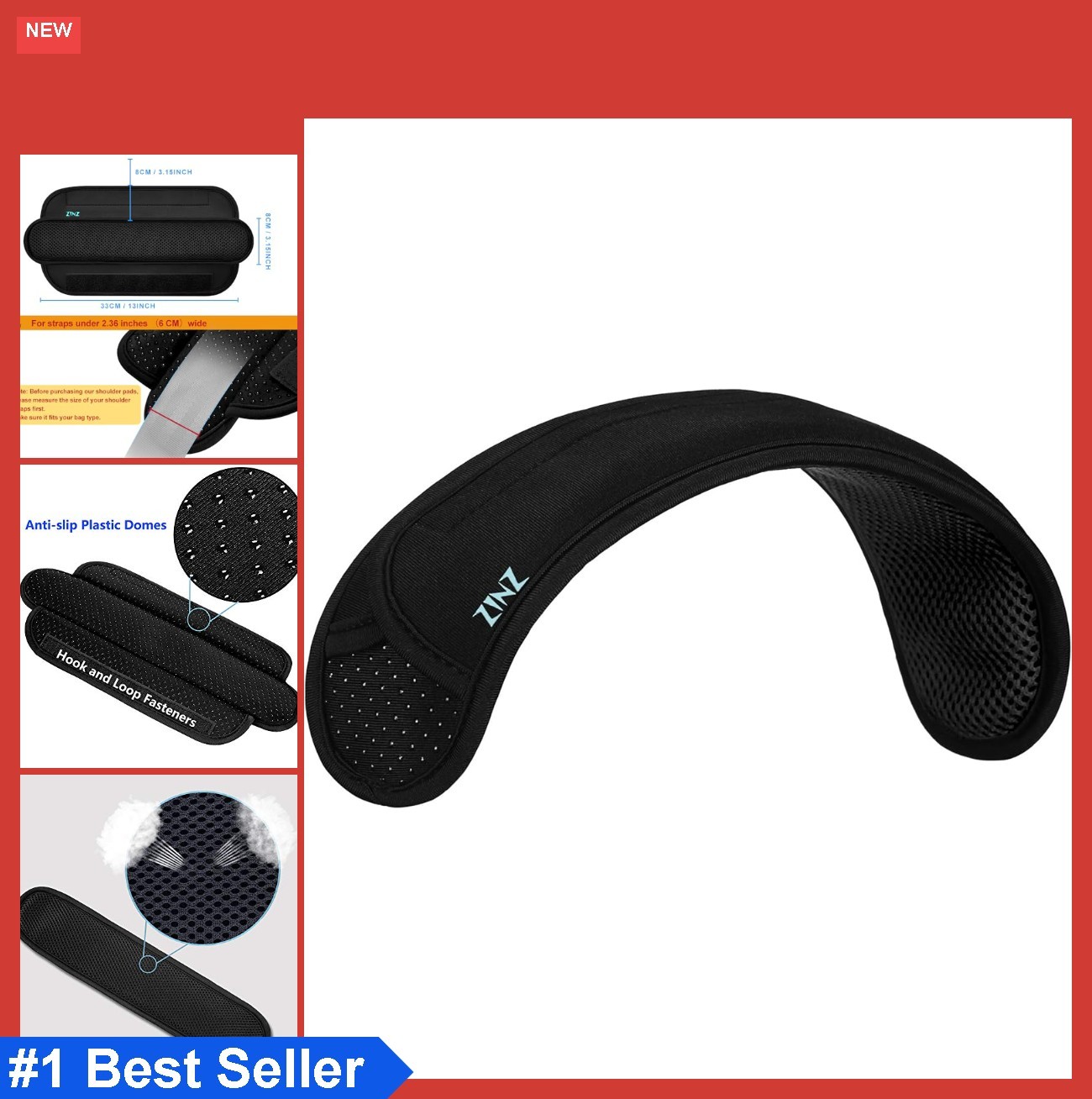 Shoulder Pad Cushion 13 Inch Memory Foam Breathable Neoprene Anti Slip for Bag