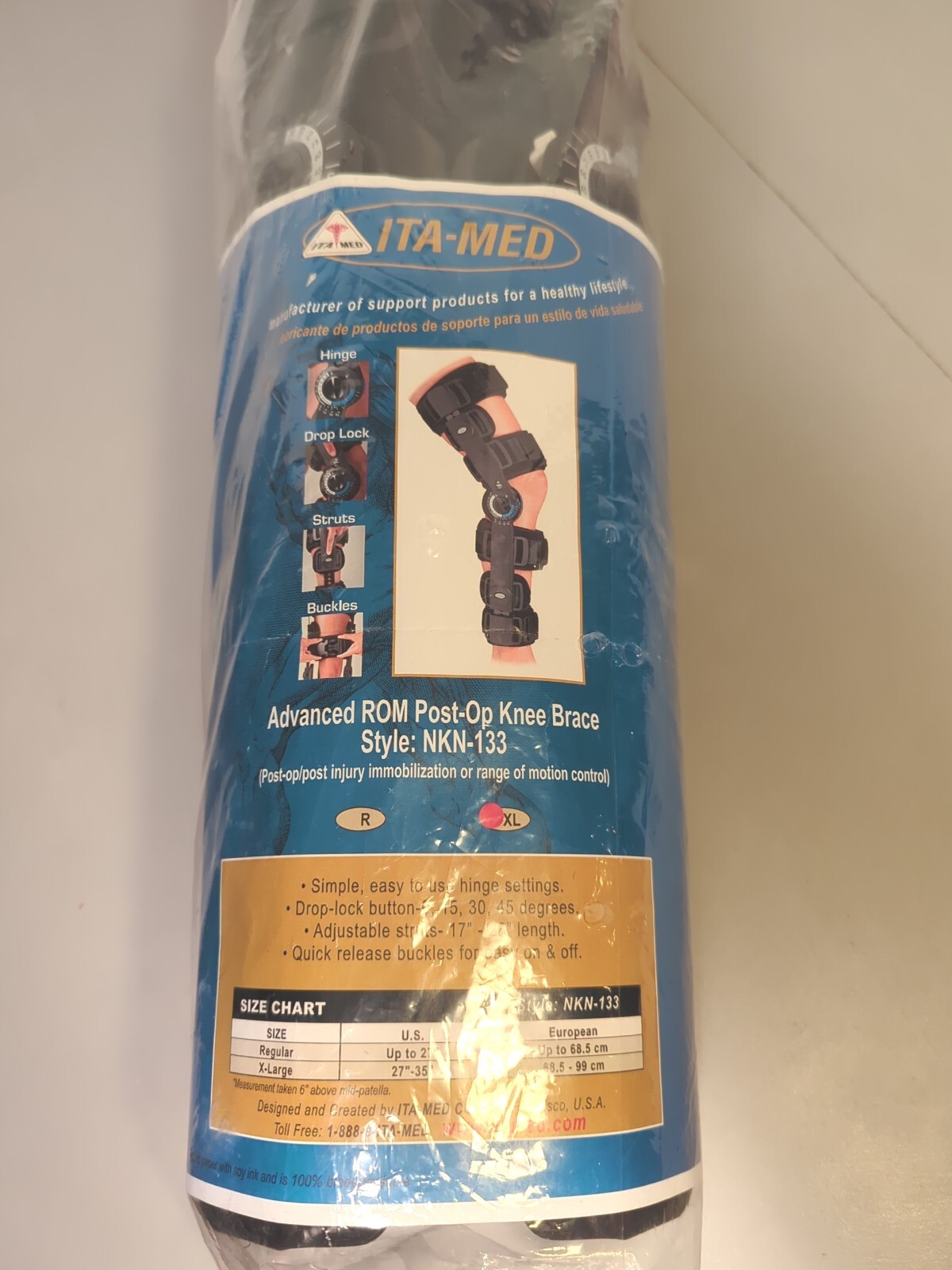 ITA-MED NKN-133 Advanced ROM Post-Op Oost-Injury ROM Knee Brace XL