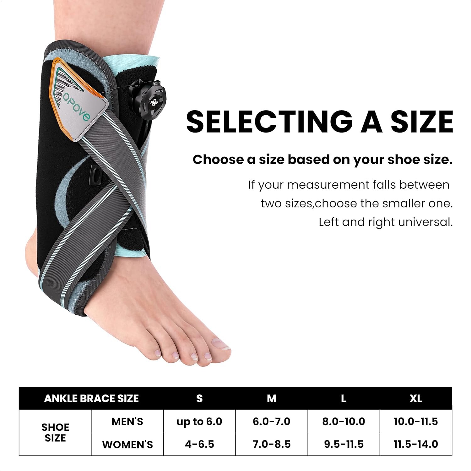 Adjustable Knob Ankle Brace for Plantar Fasciitis and Tendonitis (XL, Black) NEW