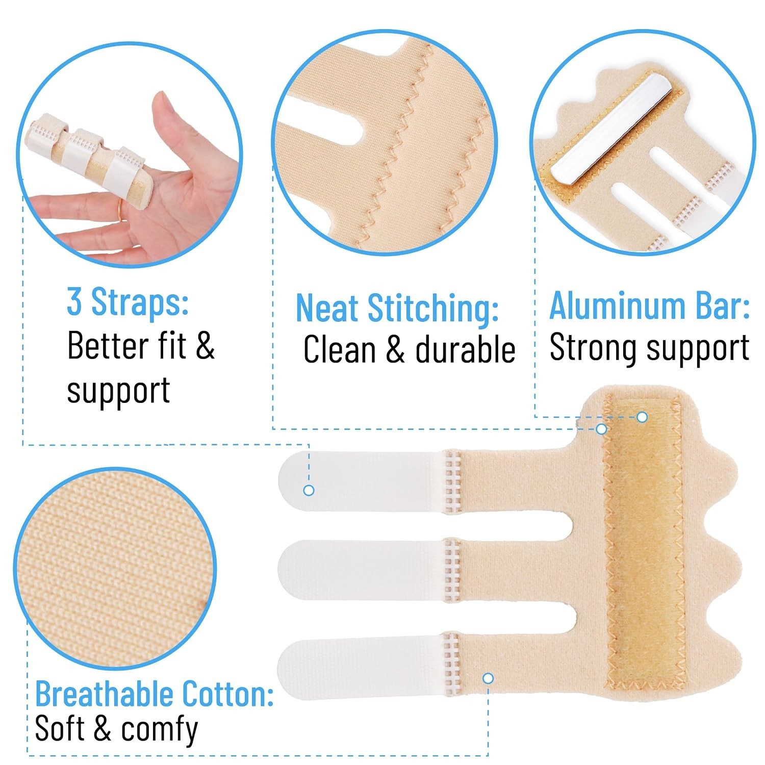 Finger Splint, 4 Pack, Beige, Finger Brace for Arthritis, Injury & Sprain, Fi…